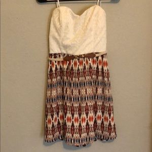 Strapless Aztec Print Dress